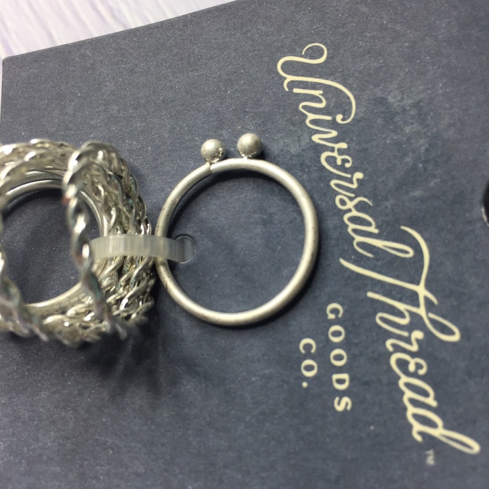 NWT Universal Thread 10 Piece Silver Tone Ring Set - Picture 3 of 7